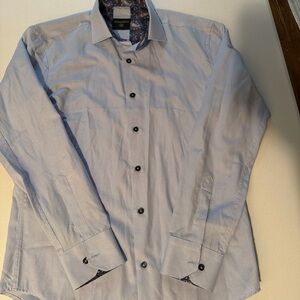 Giorginni Full Button Down Dress Shirt Blue Pattern Sleeves Cotton